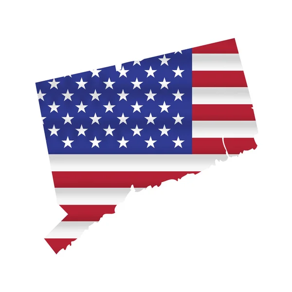 コネチカット州旗地図は白地に孤立している ベクターイラスト — ストックベクタ