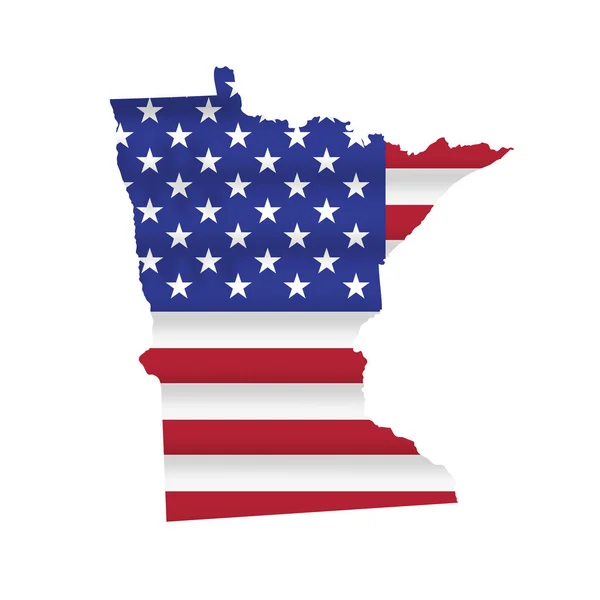 Minnesota Amerikaanse Vlag Kaart Geïsoleerd Wit Vectorillustratie — Stockvector