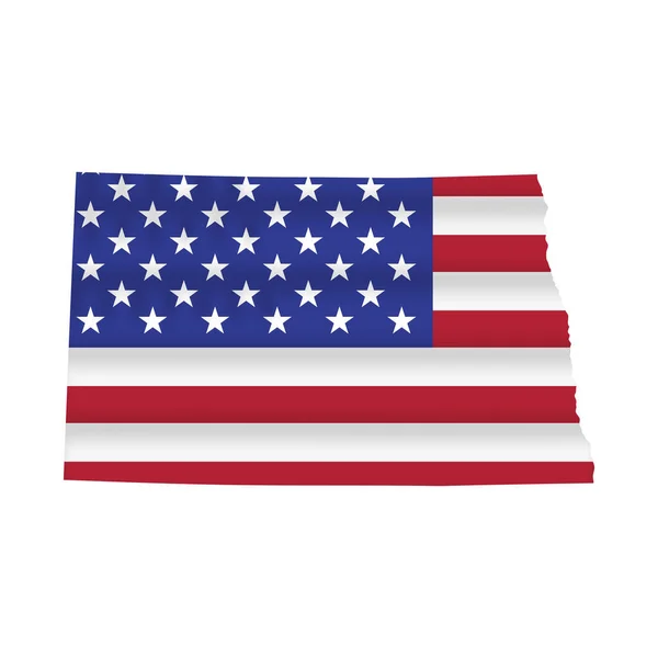 Norddakota Usa Flagga Karta Isolerad Vitt Vektorillustration — Stock vektor