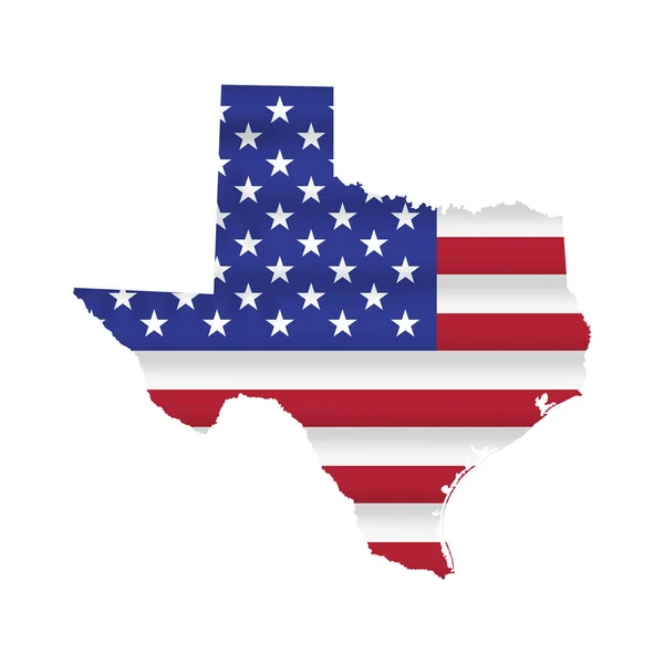 Mapa Bandeira Estado Dos Eua Texas Isolado Branco Ilustração Vetorial — Vetor de Stock