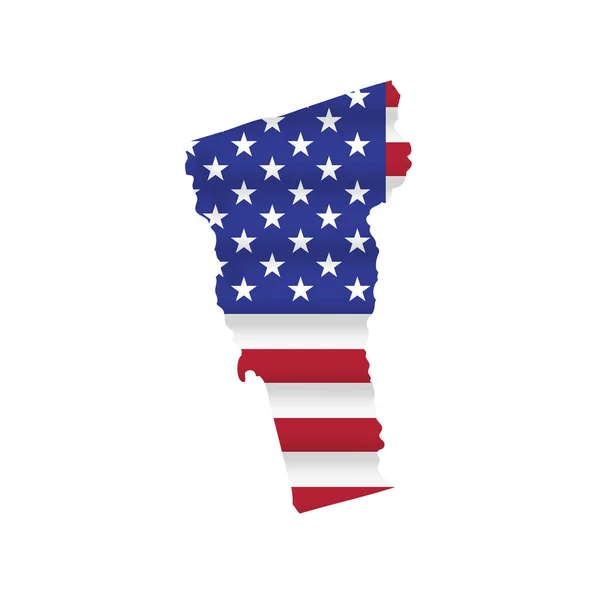 Vermont Állam Zászló Térkép Elszigetelt Fehér Vektorillusztráció — Stock Vector