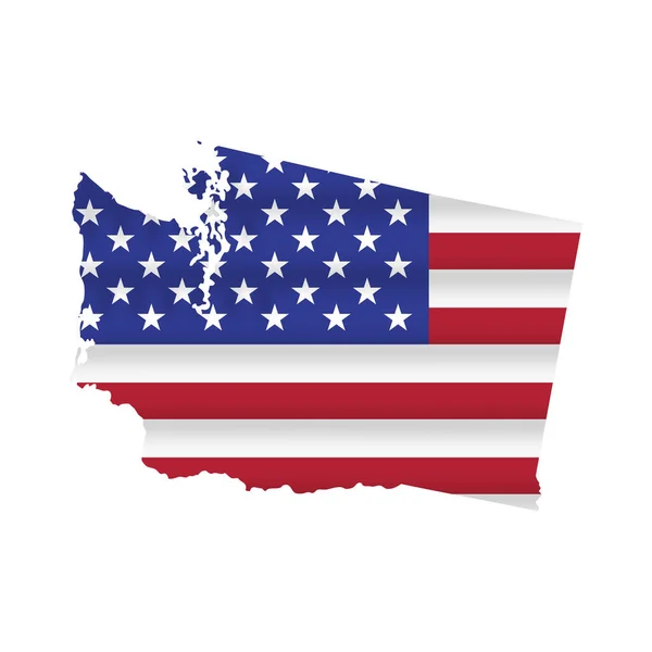 Washington Carte Drapeau Des États Unis Isolée Sur Blanc Illustration — Image vectorielle