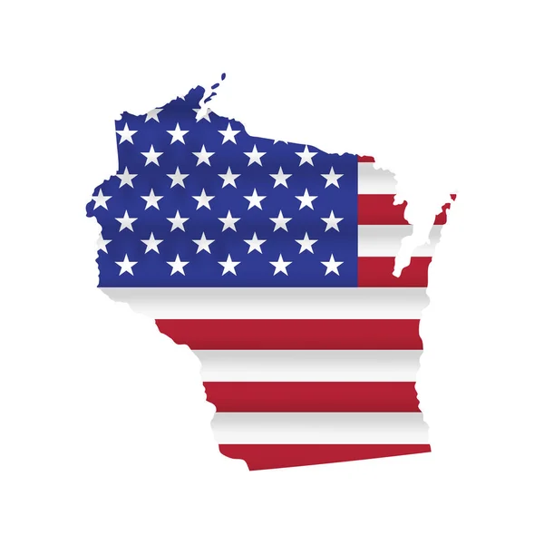 Wisconsin Usa Flagga Karta Isolerad Vitt Vektorillustration — Stock vektor