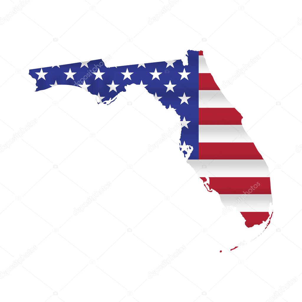 Florida US state flag map isolated on white. Vector illustration.