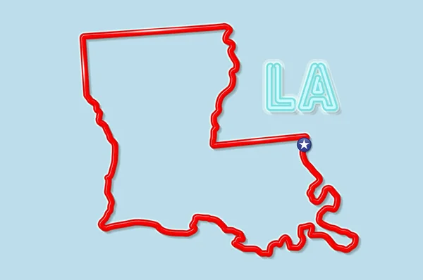 Louisiana Amerikaanse Staat Vet Schema Kaart Glanzende Rode Rand Met — Stockvector