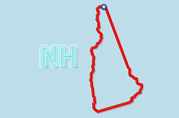 New Hampshire Usa Delstatskarta Glänsande Röd Kant Med Mjuk Skugga — Stock vektor