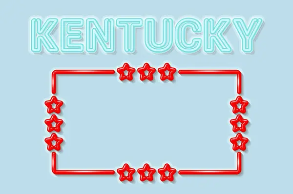 Las Letras Neón Azul Suave Del Estado Estadounidense Kentucky Apagan — Vector de stock