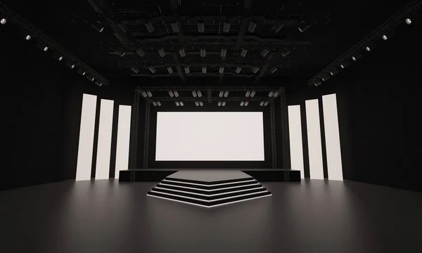 3D sahne olay tv ışık gece iç render illüstrasyon evreleme yol açtı.