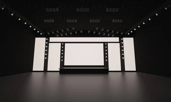 3D sahne olay tv ışık gece iç render illüstrasyon evreleme yol açtı.