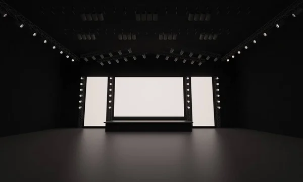 3D sahne olay tv ışık gece iç render illüstrasyon evreleme yol açtı.