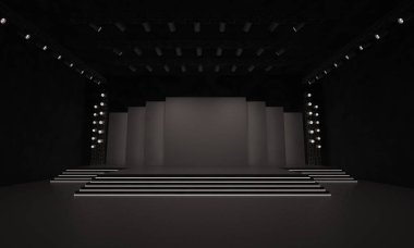 3D sahne olay tv ışık gece iç render illüstrasyon evreleme yol açtı.
