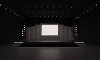 3D sahne olay tv ışık gece iç render illüstrasyon evreleme yol açtı.