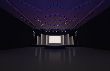 3D sahne olay tv ışık gece iç render illüstrasyon evreleme yol açtı.