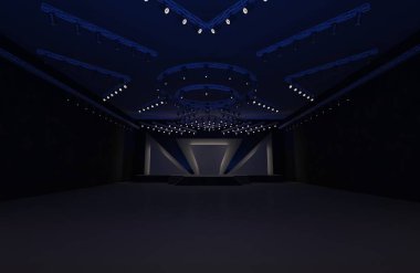 3D sahne olay tv ışık gece iç render illüstrasyon evreleme yol açtı.