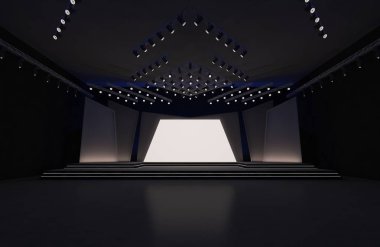 3D sahne olay tv ışık gece iç render illüstrasyon evreleme yol açtı.