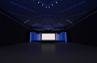 3D sahne olay tv ışık gece iç render illüstrasyon evreleme yol açtı.