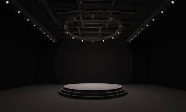 3D sahne olay tv ışık gece iç render illüstrasyon evreleme yol açtı.