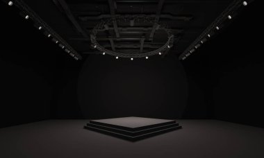 3D sahne olay tv ışık gece iç render illüstrasyon evreleme yol açtı.