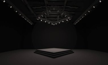3D sahne olay tv ışık gece iç render illüstrasyon evreleme yol açtı.