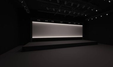 3D sahne olay tv ışık gece iç render illüstrasyon evreleme yol açtı.