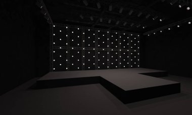 3D sahne olay tv ışık gece iç render illüstrasyon evreleme yol açtı.