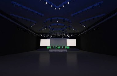 3D sahne olay tv ışık gece iç render illüstrasyon evreleme yol açtı.