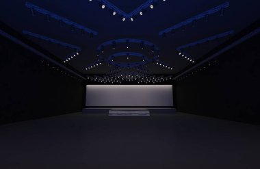 3D sahne olay tv ışık gece iç render illüstrasyon evreleme yol açtı.