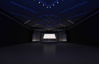 3D sahne olay tv ışık gece iç render illüstrasyon evreleme yol açtı.