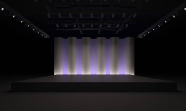 3D sahne olay tv ışık gece iç render illüstrasyon evreleme yol açtı.