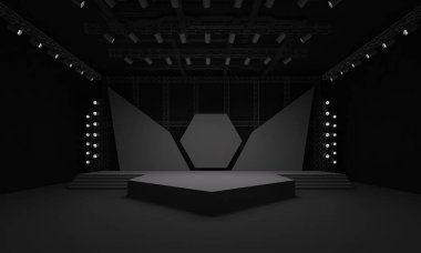 3D sahne olay tv ışık gece iç render illüstrasyon evreleme yol açtı.
