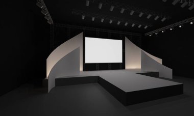 3D sahne olay tv ışık gece iç render illüstrasyon evreleme yol açtı.