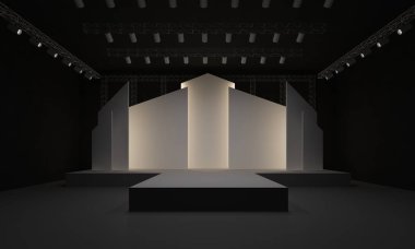 3D sahne olay tv ışık gece iç render illüstrasyon evreleme yol açtı.