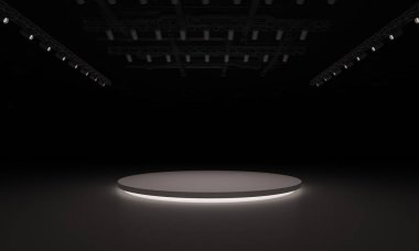 3D sahne olay tv ışık gece iç render illüstrasyon evreleme yol açtı.