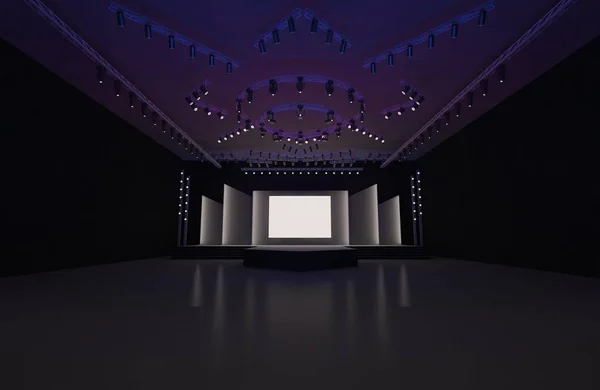 Evento Palco Levou Luz Noite Encenação Interior Renderizar Ilustração — Fotografia de Stock