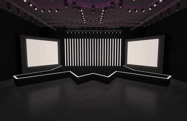 3D sahne olay tv ışık gece iç render illüstrasyon evreleme yol açtı.