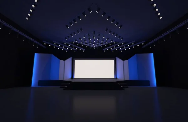 3D sahne olay tv ışık gece iç render illüstrasyon evreleme yol açtı.