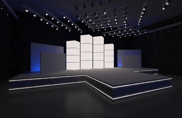 3D sahne olay tv ışık gece iç render illüstrasyon evreleme yol açtı.
