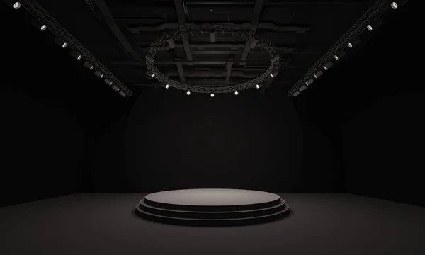 3D sahne olay tv ışık gece iç render illüstrasyon evreleme yol açtı.