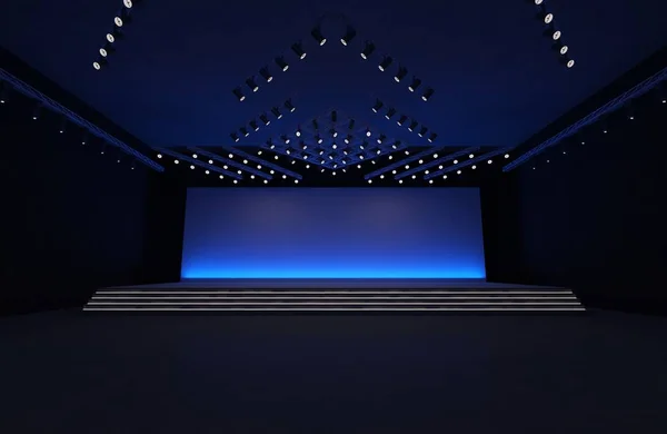 3D sahne olay tv ışık gece iç render illüstrasyon evreleme yol açtı.