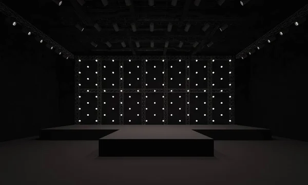 3D sahne olay tv ışık gece iç render illüstrasyon evreleme yol açtı.