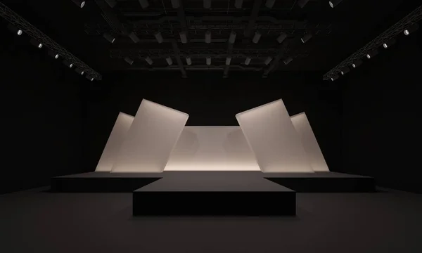3D sahne olay tv ışık gece iç render illüstrasyon evreleme yol açtı.