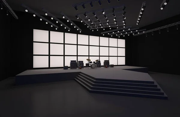 Stage Event Led Light Night Staging Interior Render Illustration — Stock Photo, Image