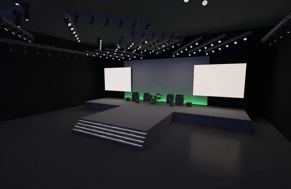 Evento Palco Levou Luz Noite Encenação Interior Renderizar Ilustração — Fotografia de Stock