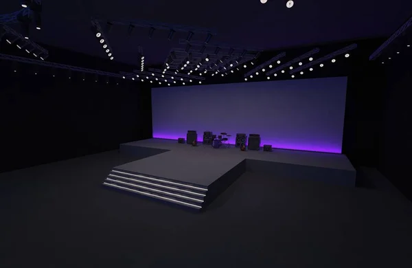 Evento Palco Levou Luz Noite Encenação Interior Renderizar Ilustração — Fotografia de Stock