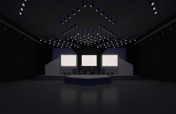 Stage Event Led Licht Nacht Inszenierung Interieur Render Illustration — Stockfoto