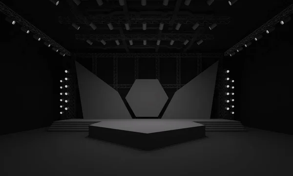 3D sahne olay tv ışık gece iç render illüstrasyon evreleme yol açtı.