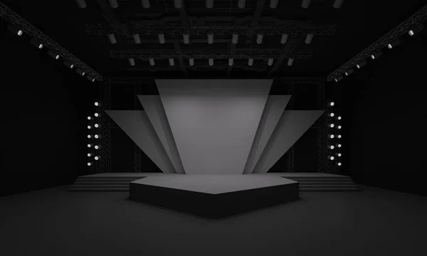 3D sahne olay tv ışık gece iç render illüstrasyon evreleme yol açtı.