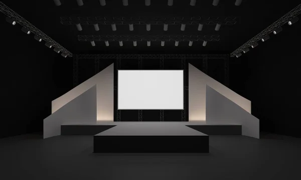 3D sahne olay tv ışık gece iç render illüstrasyon evreleme yol açtı.