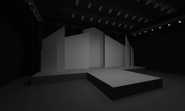 Evento Palco Levou Luz Noite Encenação Interior Renderizar Ilustração — Fotografia de Stock