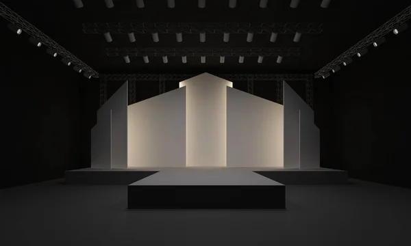 3D sahne olay tv ışık gece iç render illüstrasyon evreleme yol açtı.